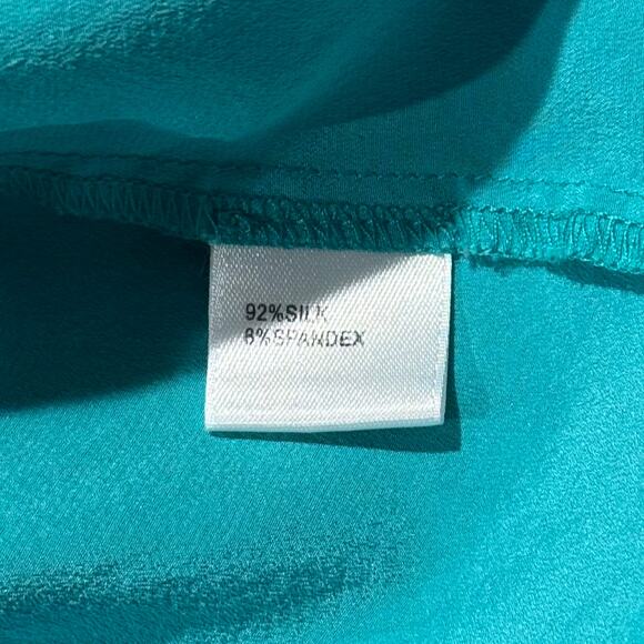 St John Womens Top Silk Sleeveless Luxury Minimalist Glam Tie Turquoise Size 12 - Picture 4 of 6